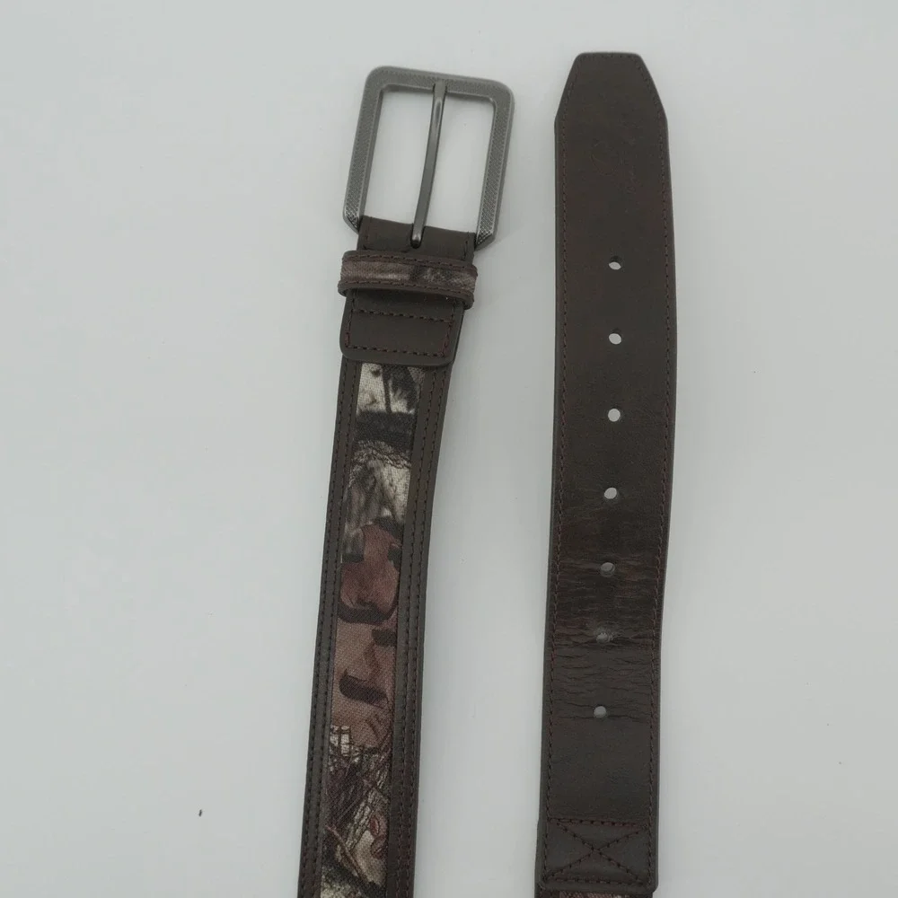 Mossy Oak Belt Mens 38-40 Brown Leather Camo Mesh Lined 8500BW/202